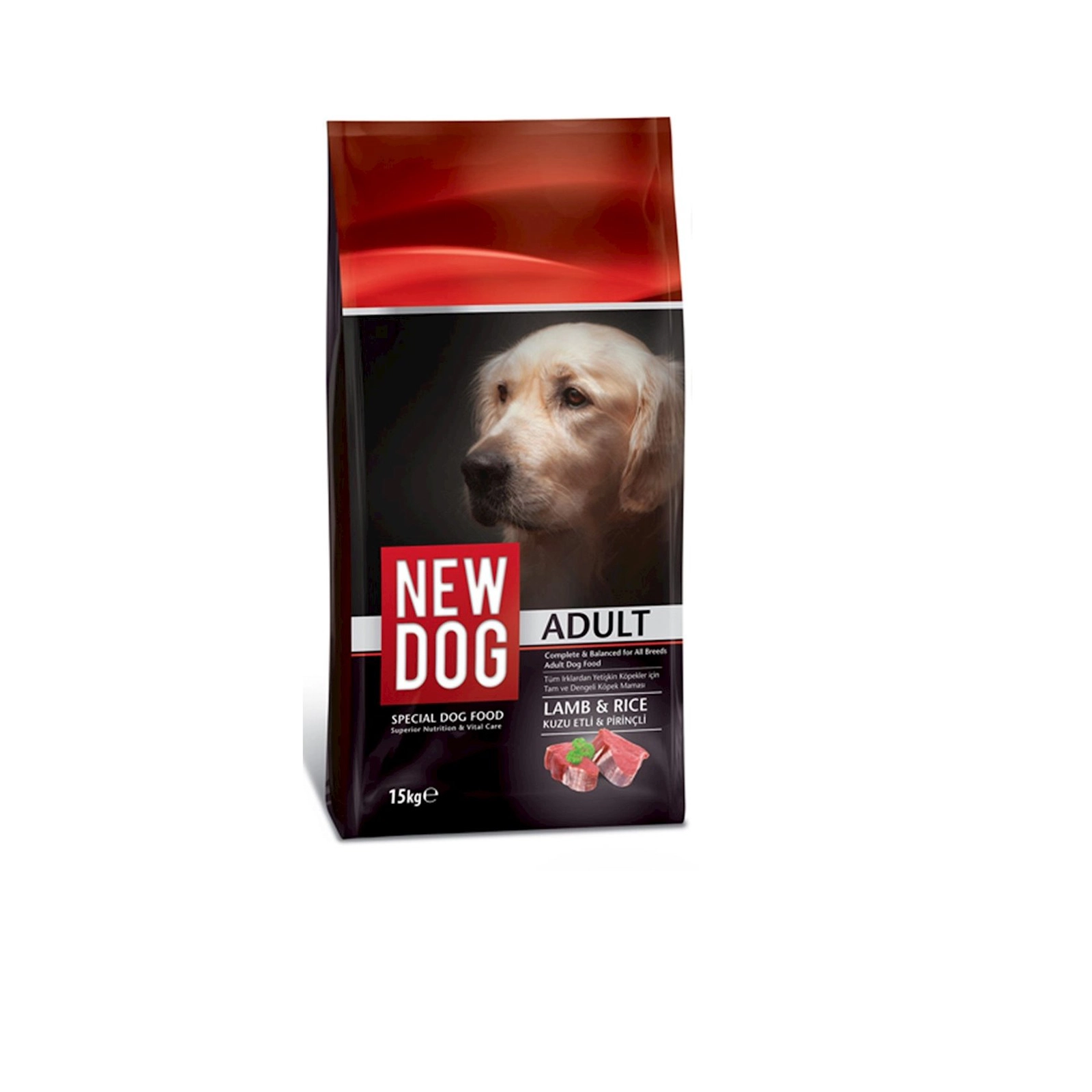 Quru yem New Dog Lamb yetkin itlər üçün, quzu əti ilə, 15 kq