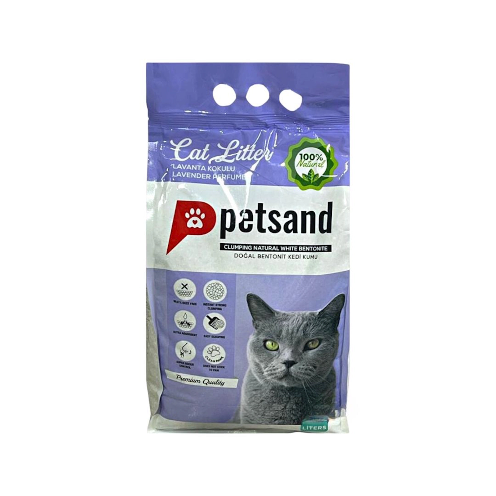 Pişik tualeti üçün doldurucu Petsand bentonit, lavanda, 5 l