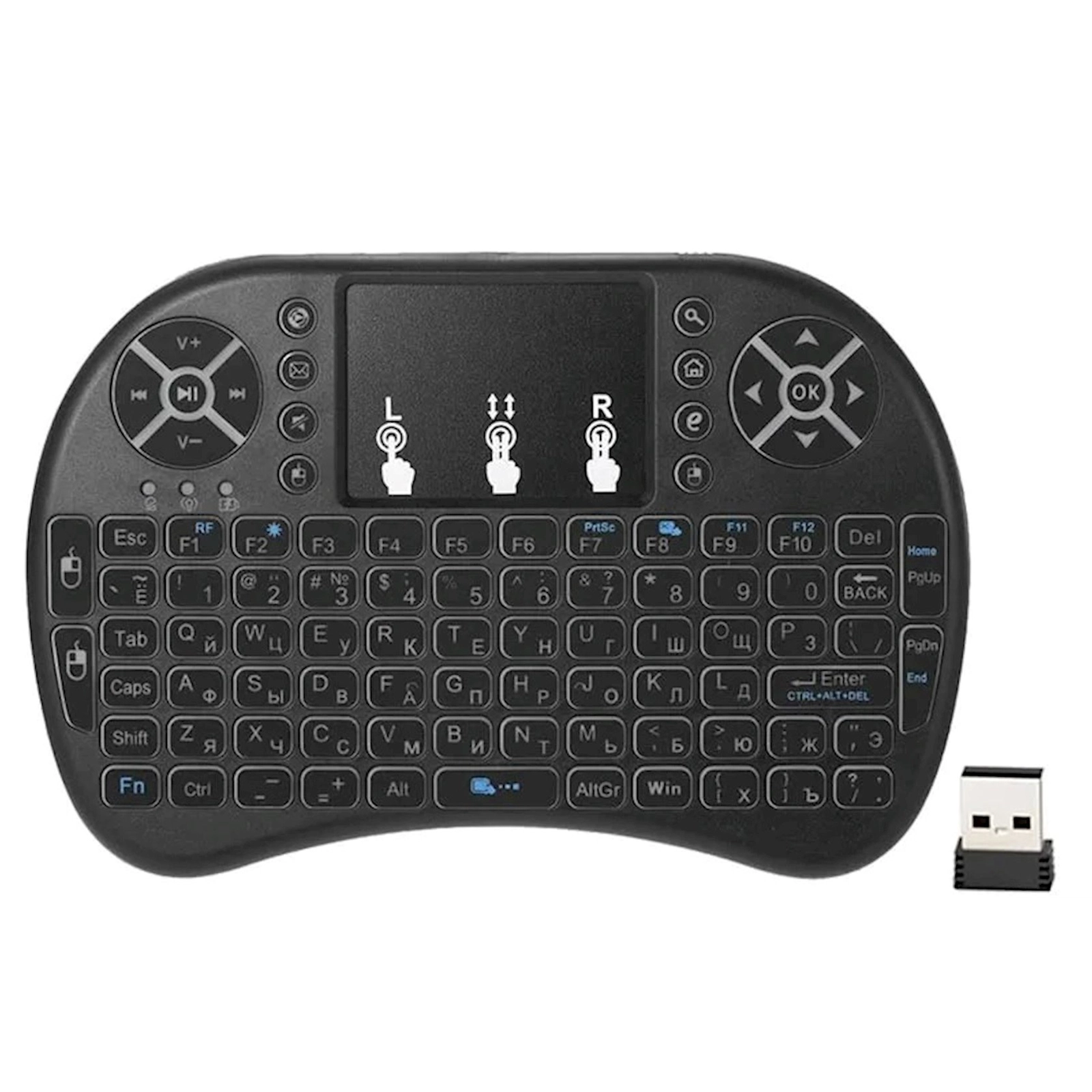 Klaviatura 2.4GHZ Mini Wireless Keyboard with Touchpad Black