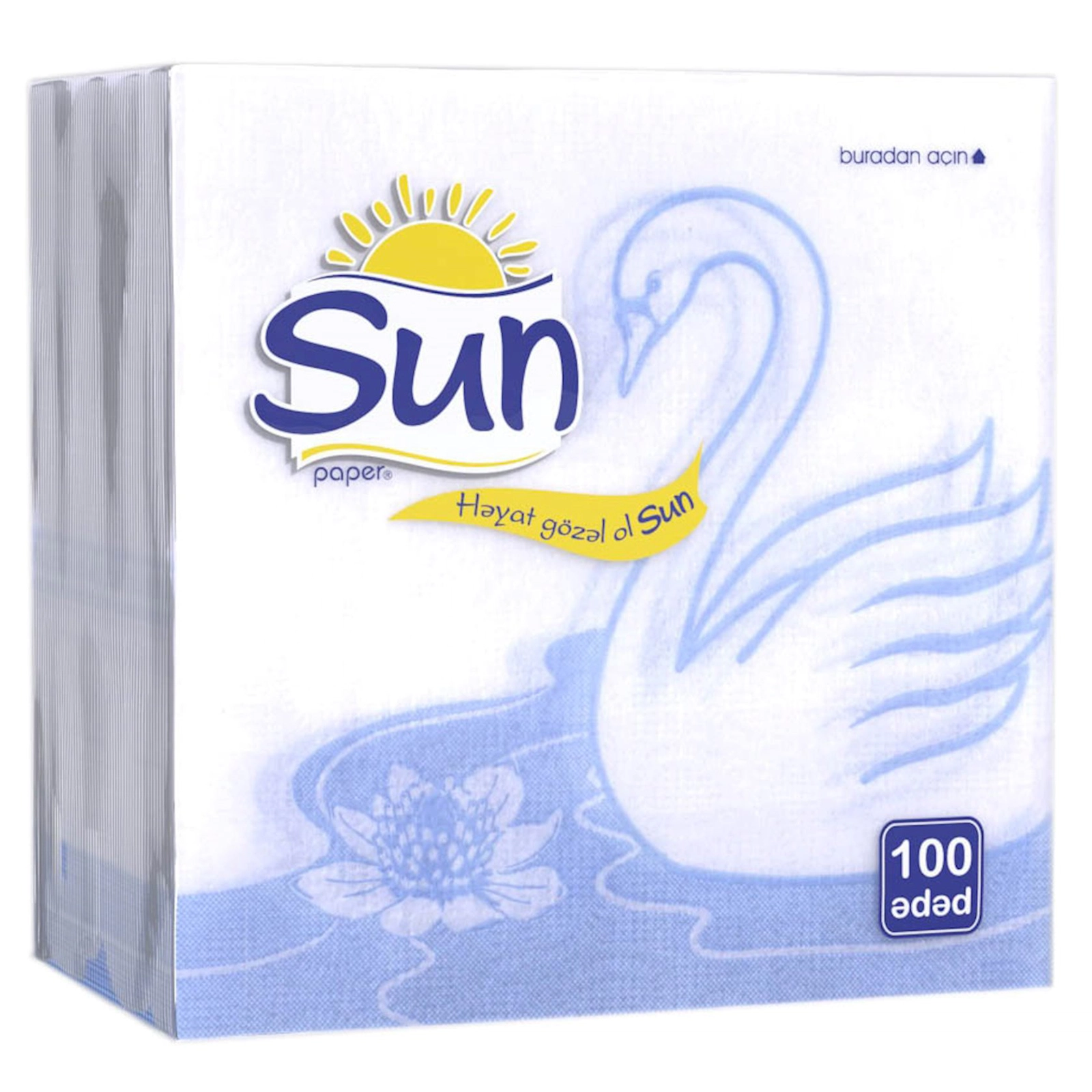 Kağız salfetlər Sun 30x30sm 100 ədəd