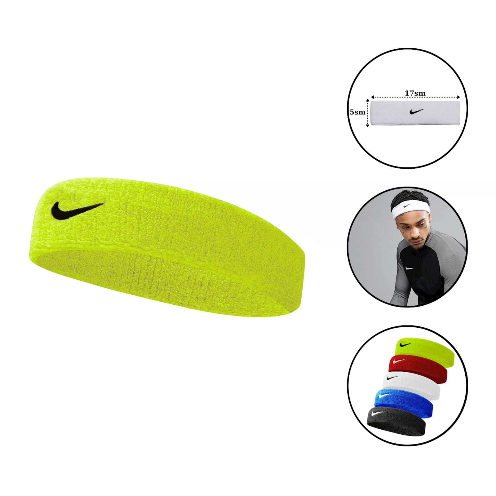 Baş bandı Colosseum Nike 1733 pambıq/neylon, 5x17 sm, sarı