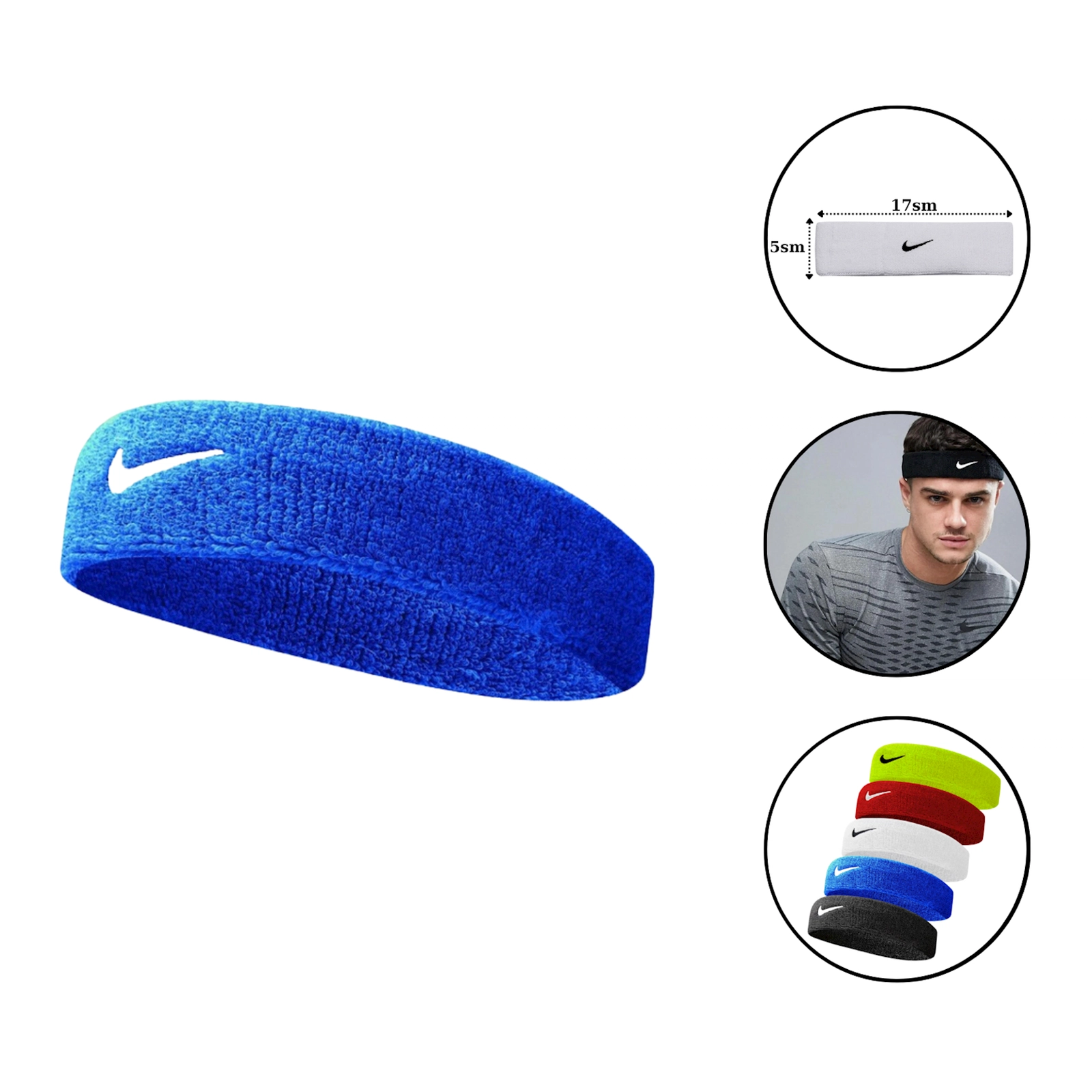 Baş bandı Colosseum Nike 1733 pambıq/neylon, 5x17 sm, mavi