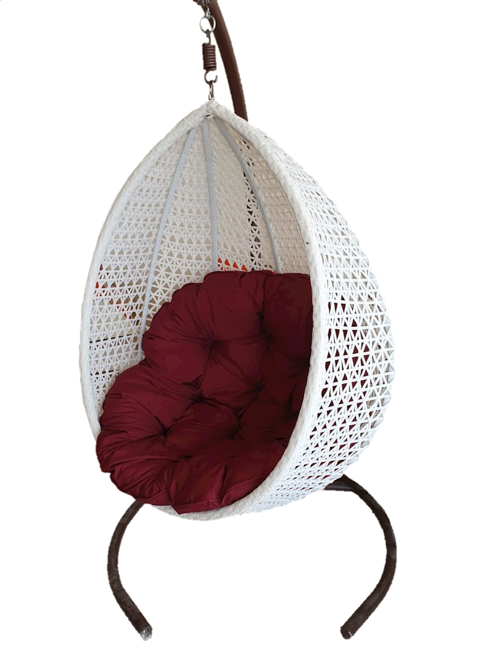 Asma yelləncək Zili Rattan, 120x200 sm, ağ/tünd qırmızı
