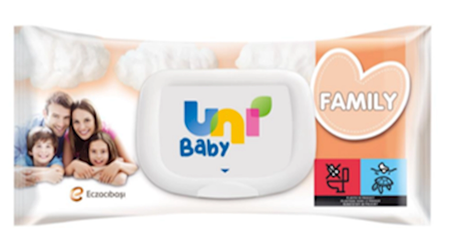 Uşaqlar üçün nəm salfetlər Uni Baby Family 100 əd