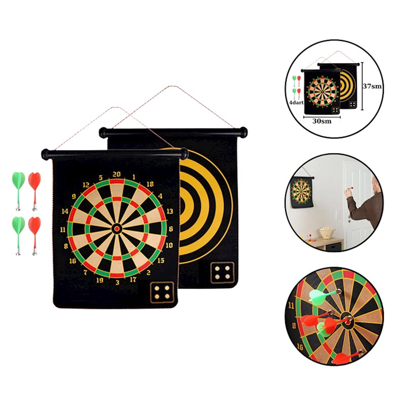 Mizraqlar ilə maqnitli darts 1182, 37x30 sm, 4 mizraq, Qara
