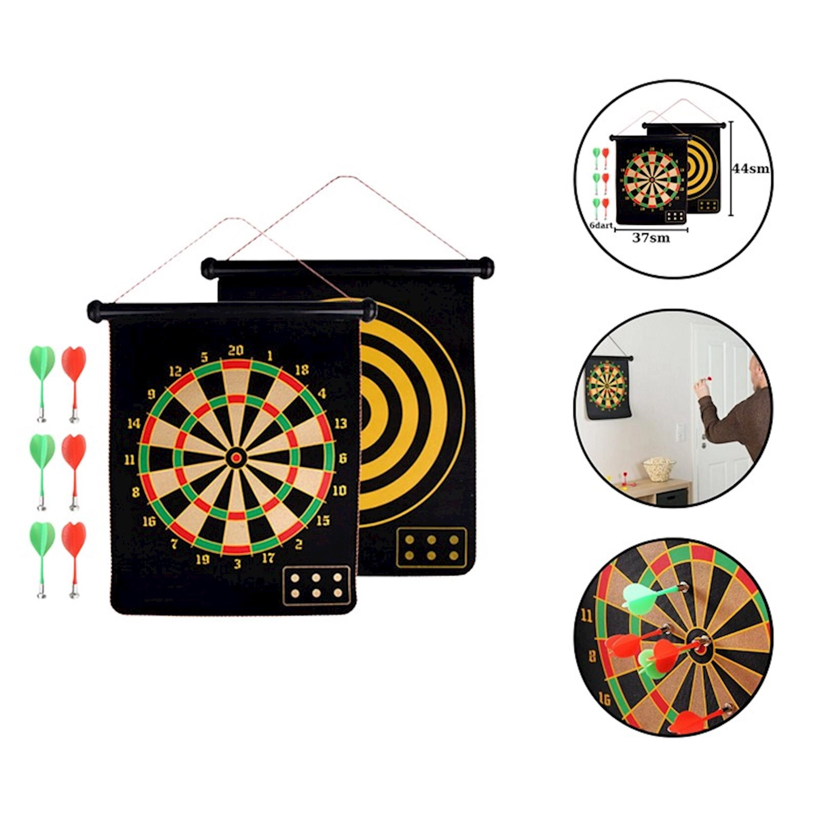 Mizraqlar ilə maqnitli darts 1899, 37x44 sm, 4 mizraq, Qara