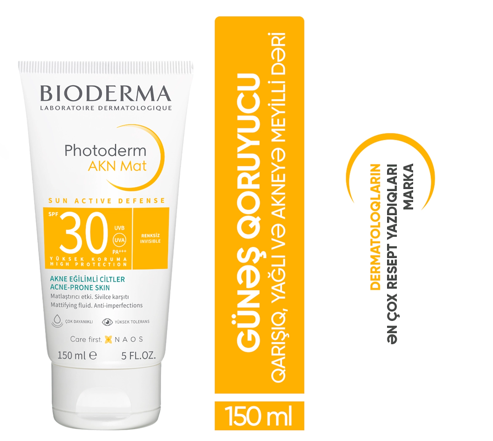 Günəşdən qoruyucu emulsiya üz üçün Bioderma Photoderm AKN Mat SPF30+ 150 ml