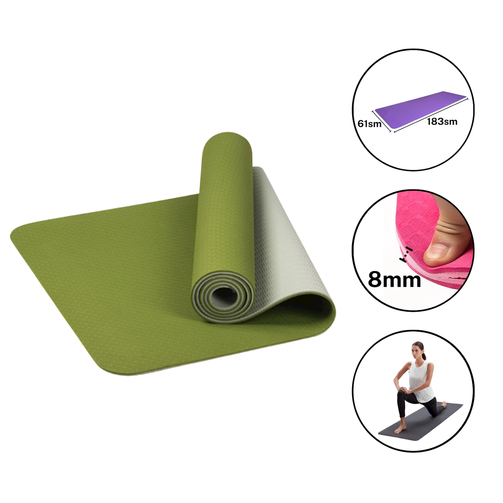 Yoqa üçün xalça Eco Friend 2226/2, 8 mm, yaşıl