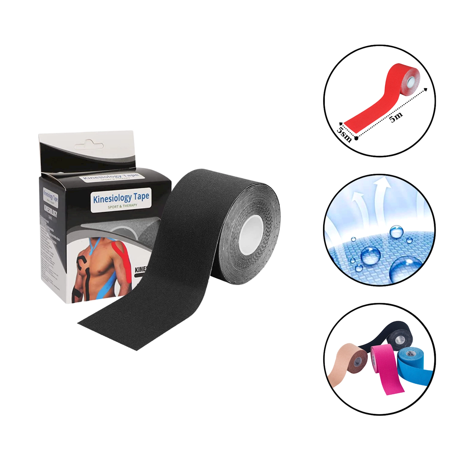 Kinezio teyp Sportstape 1477, qara