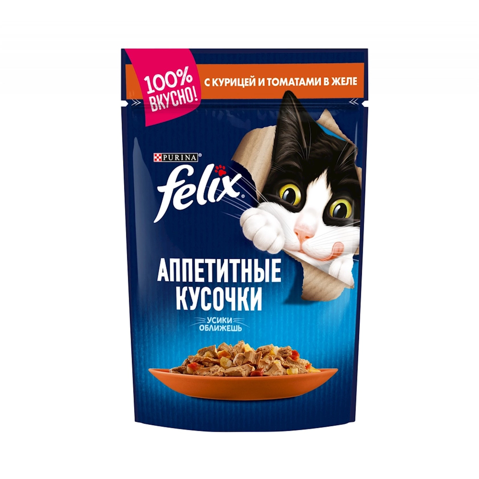 Nəm yem Felix toyuq əti və tomat ilə, 75 q