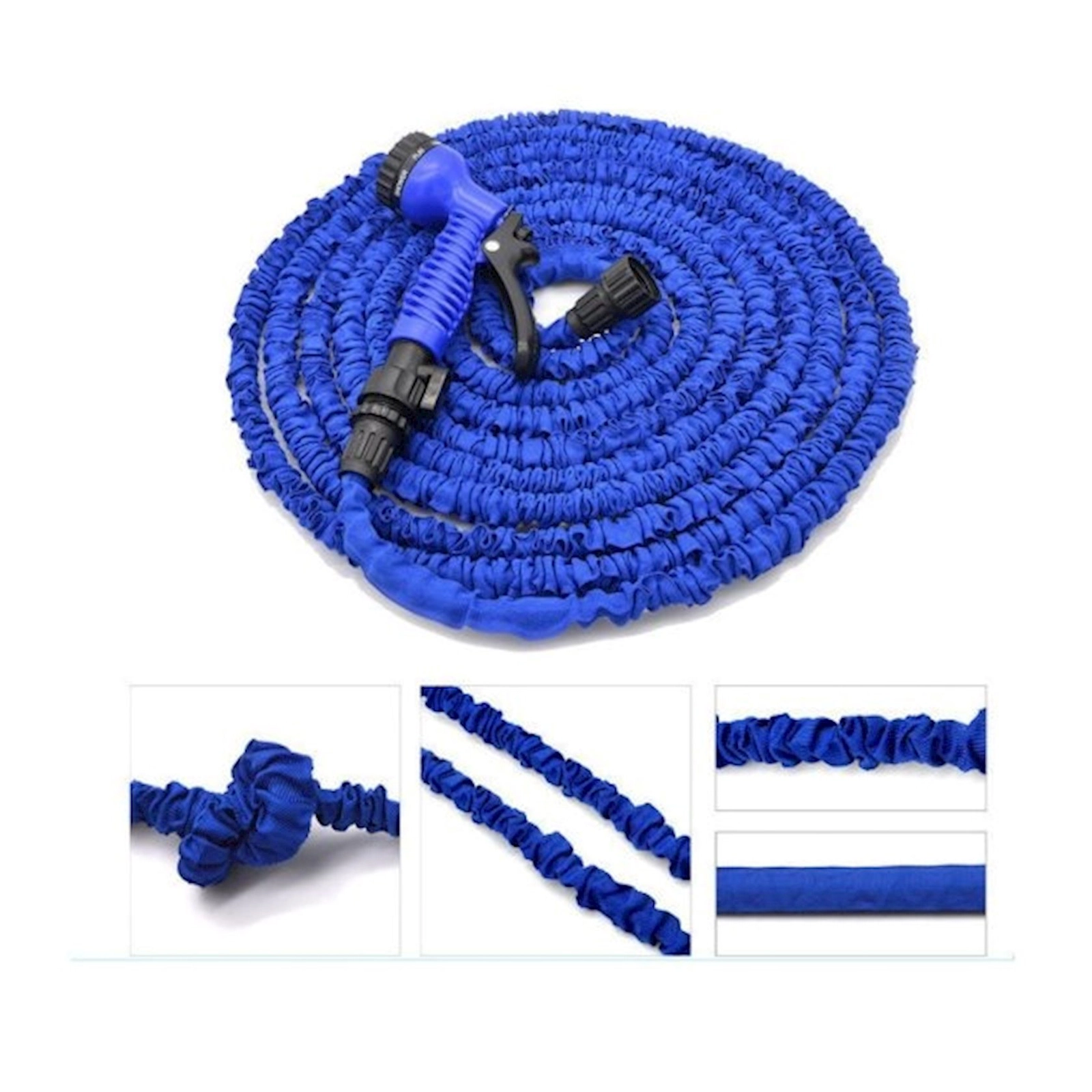 Suvarma şlanqı Magic Hose, uzanan, püskürdücü ilə, göy, 15 m