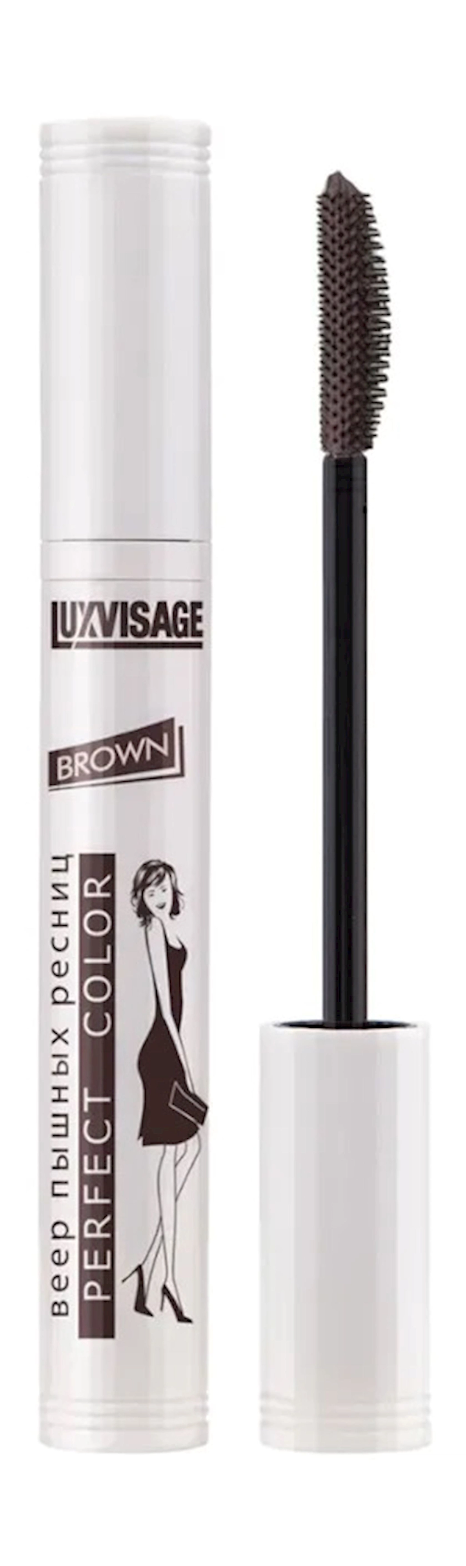 Kirpiklər üçün tuş Luxvisage Perfect Color Yelpikli calallı kirpiklər Qəhvəyi