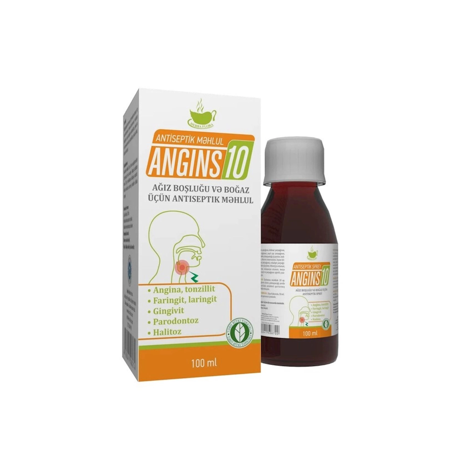 Angins-10 100 ml (qarqara üçün məhlul)