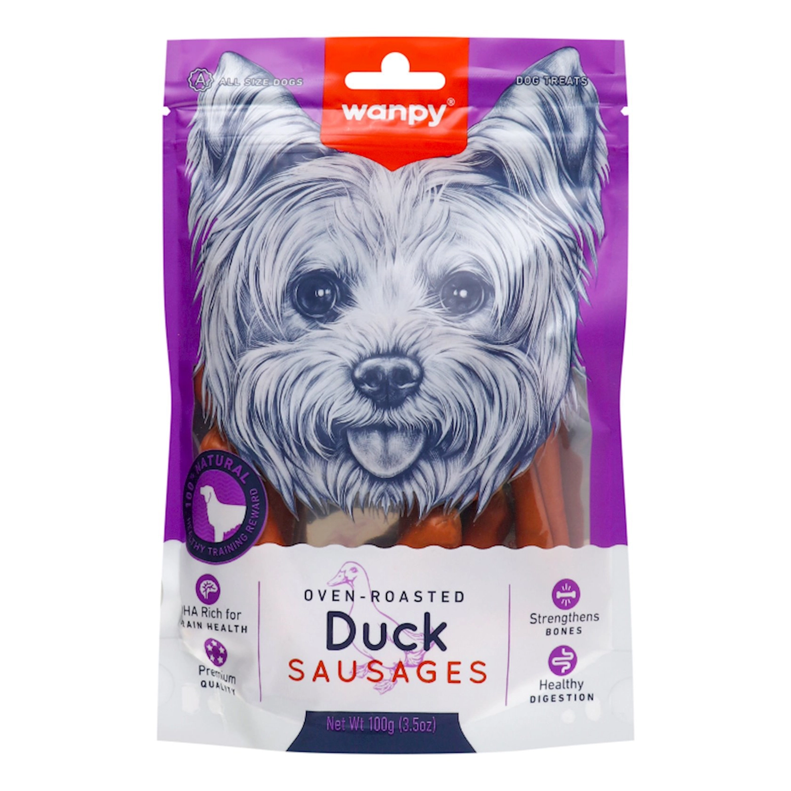 İtlər üçün məzə Wanpy Duck Sausages, 100 q