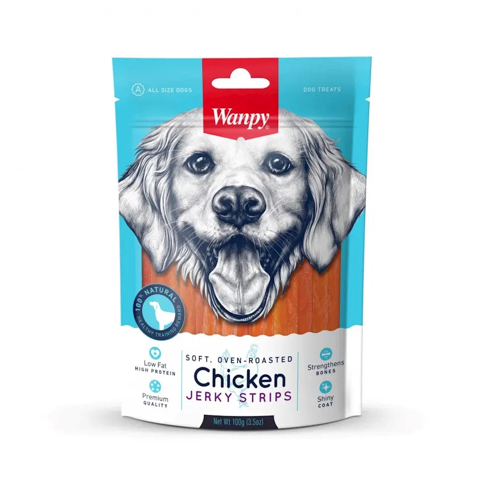 İtlər üçün məzə Wanpy Chicken Jerky Strips, 100 q
