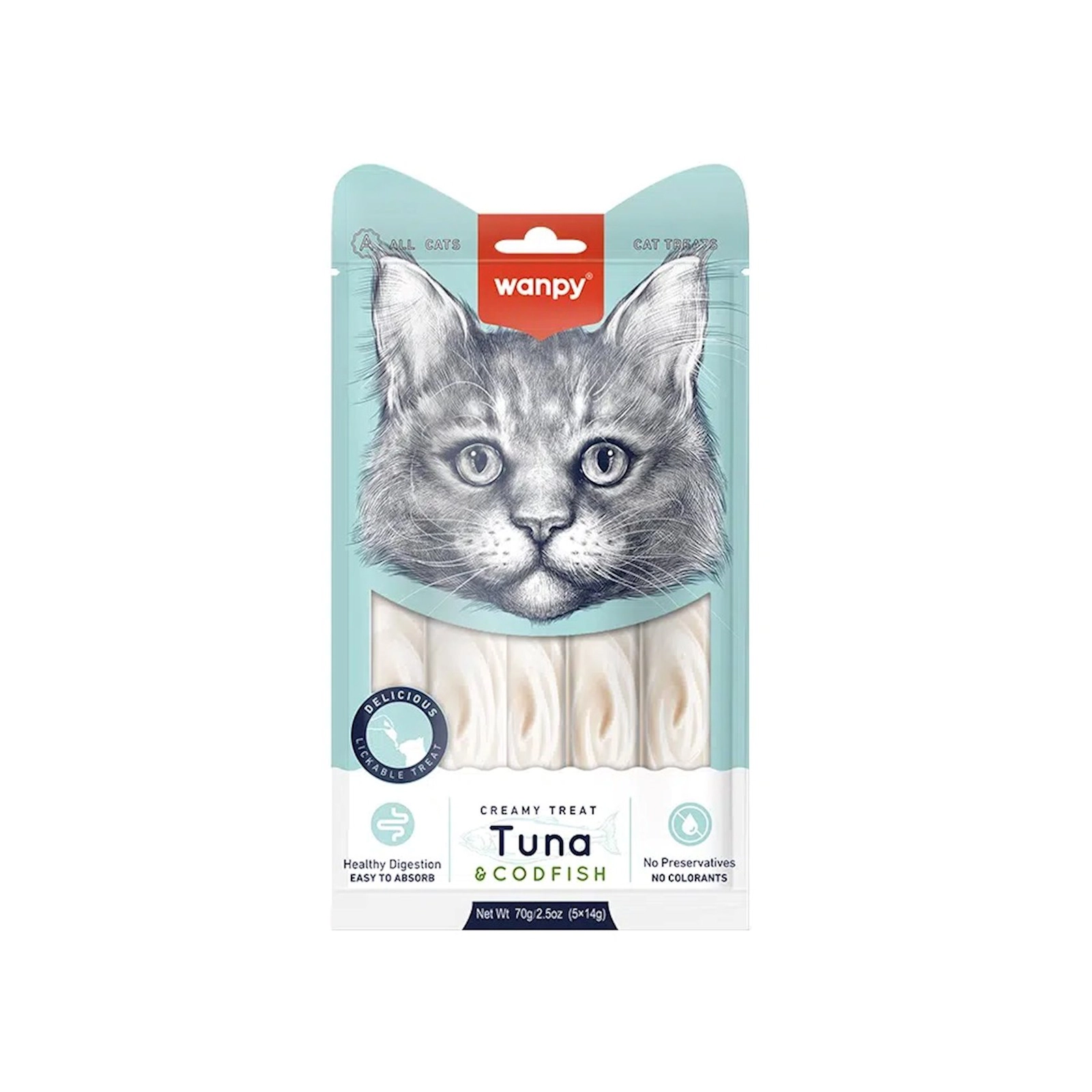 Məzə Wanpy Creamy Treat pişiklər üçün, tuna cod ilə, 70 q