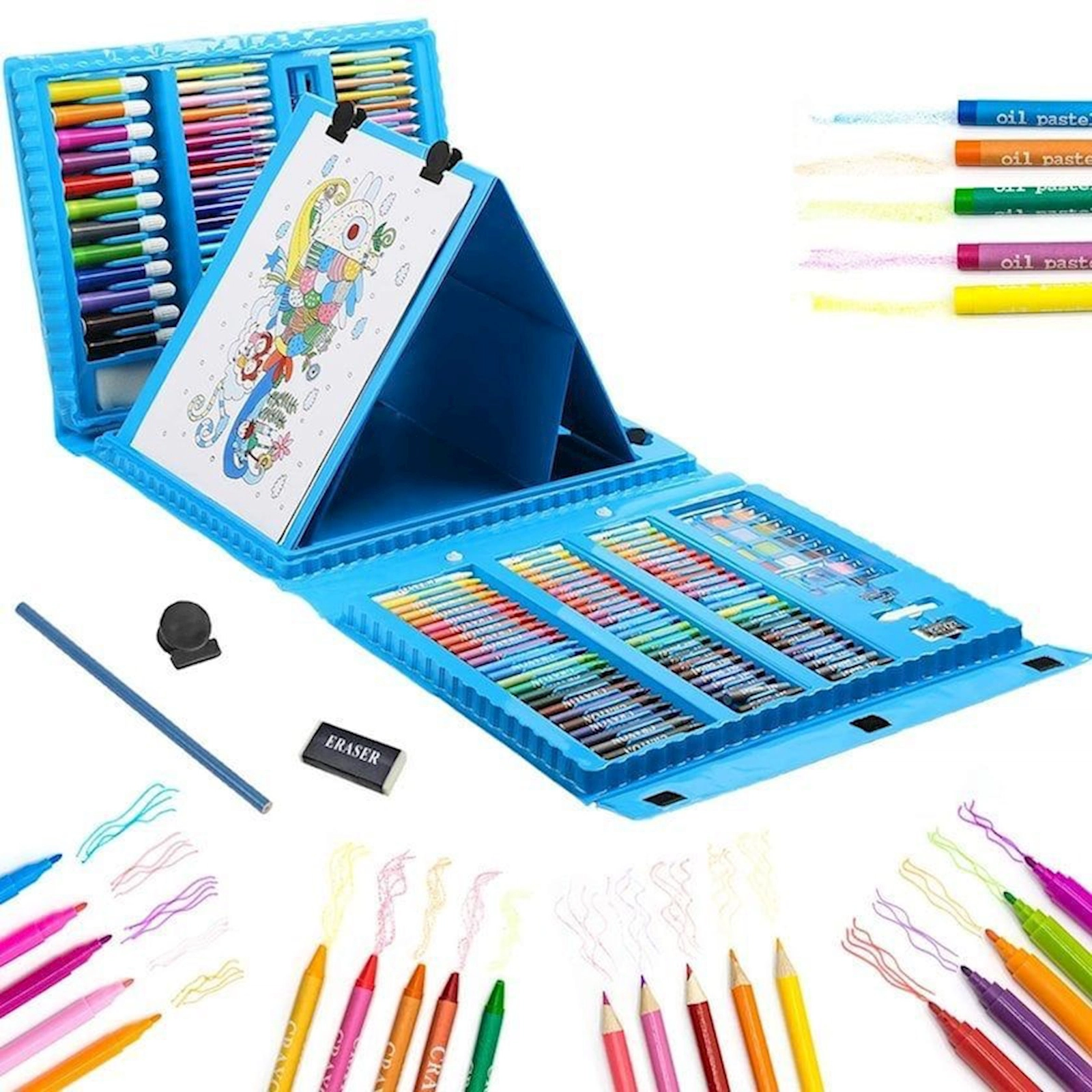 Rəsm dəsti Super Mega Art Set 208P-M, 30х35 sm, 208 hissə, mavi