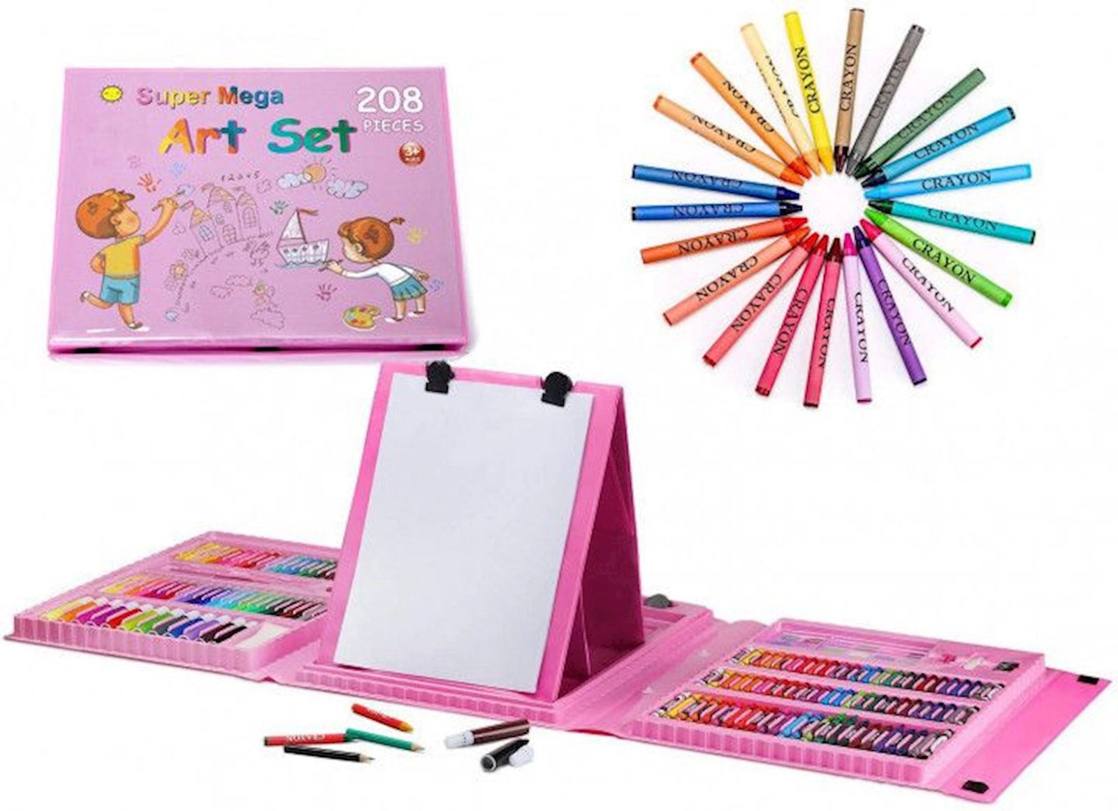 Rəsm dəsti Super Mega Art Set 208P-C, 30х35 sm, 208 hissə, çəhrayı