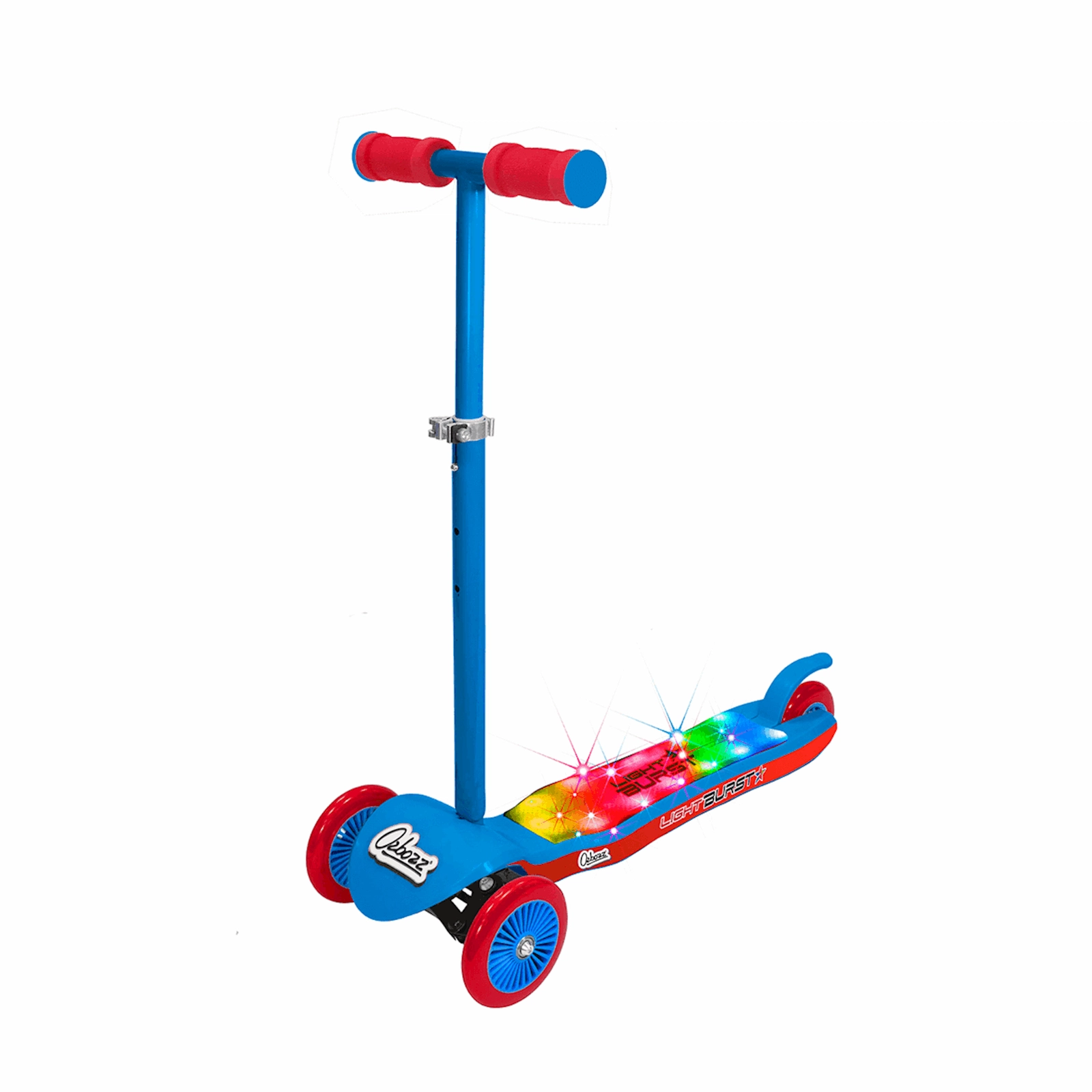 Ozbozz Light Burst Scooter Blue & Red, göy/qırmızı, polad, plastik, 4+ yaş, 66x24.5x62-73 sm, 2620 q