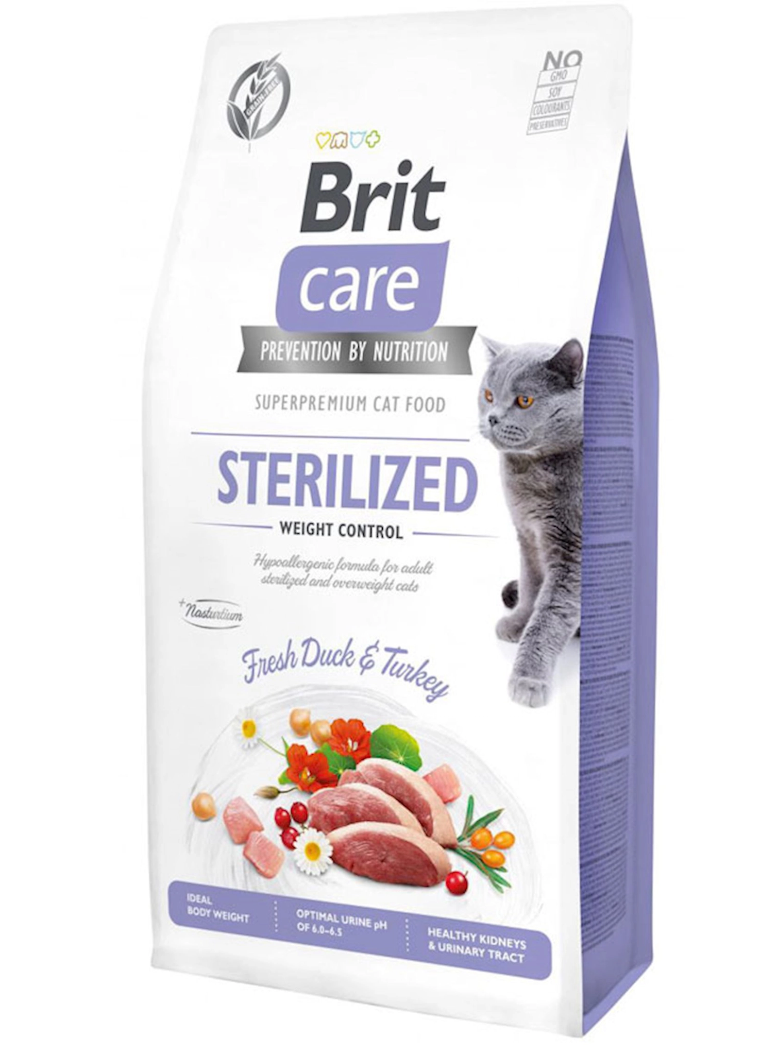 Quru yem Brit Care Cat GF Sterilized Weight Control sterilizasiya edilmiş pişiklər üçün, 1 kq, Çəki ilə
