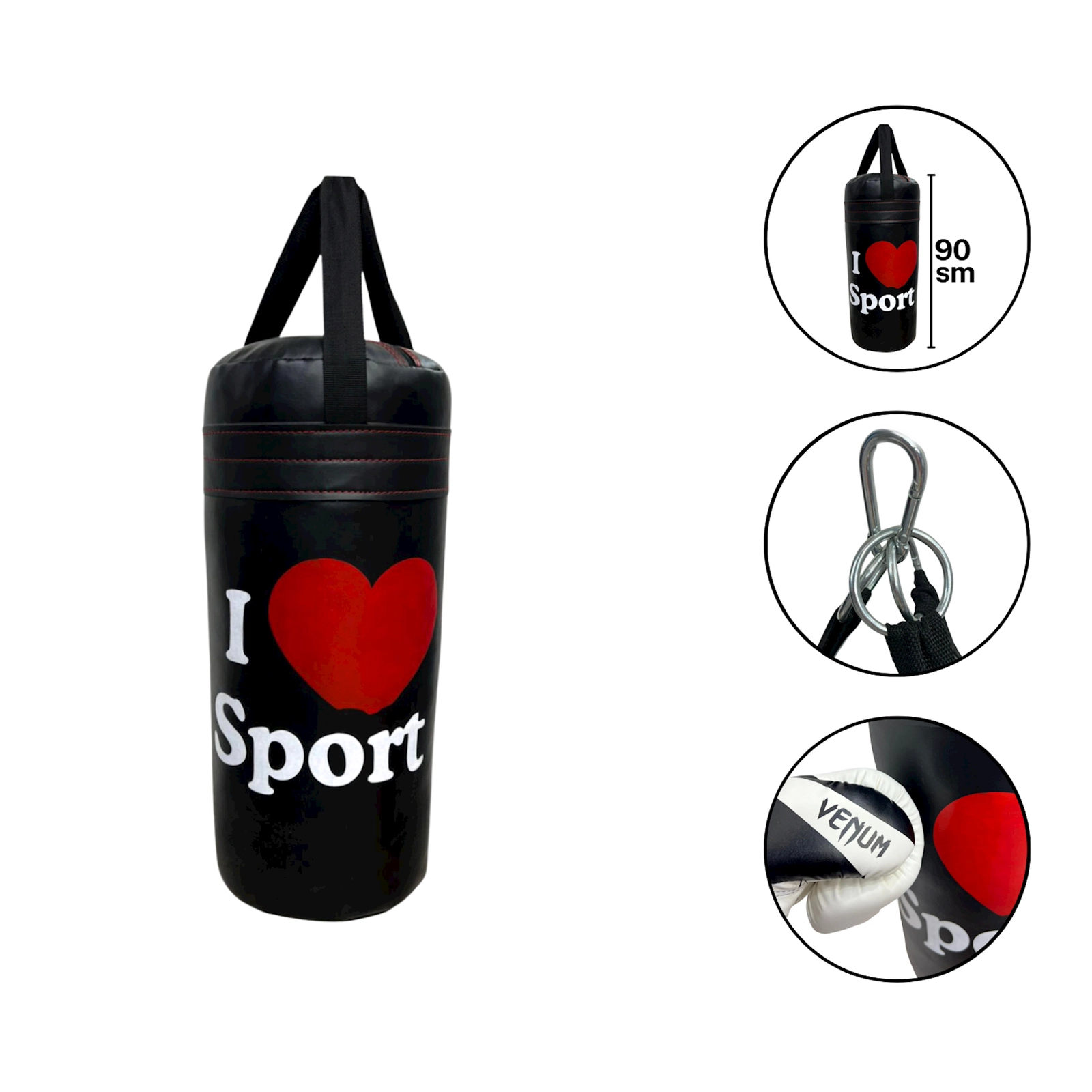 Boks kisəsi I Love Sport 1629/8, 90 sm, qara