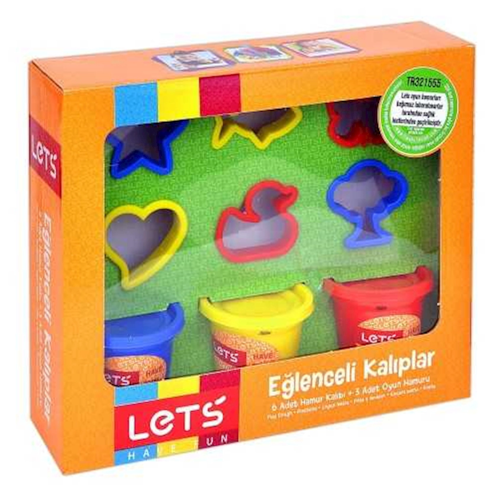 Plastilin Lets uşaqlar üçün fiqurlar ilə, 225 q, 3 rəng