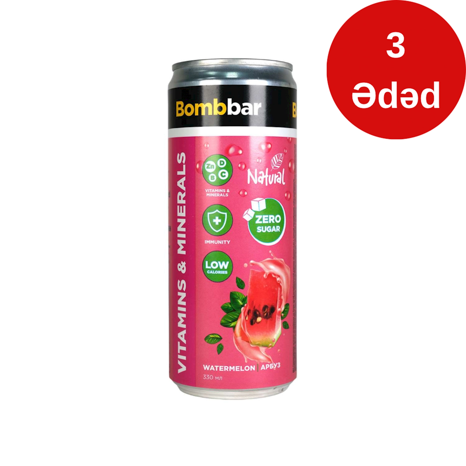 Qazlı içki Bombbar Qarpız dəmir bankаda,330 ml, 3əd