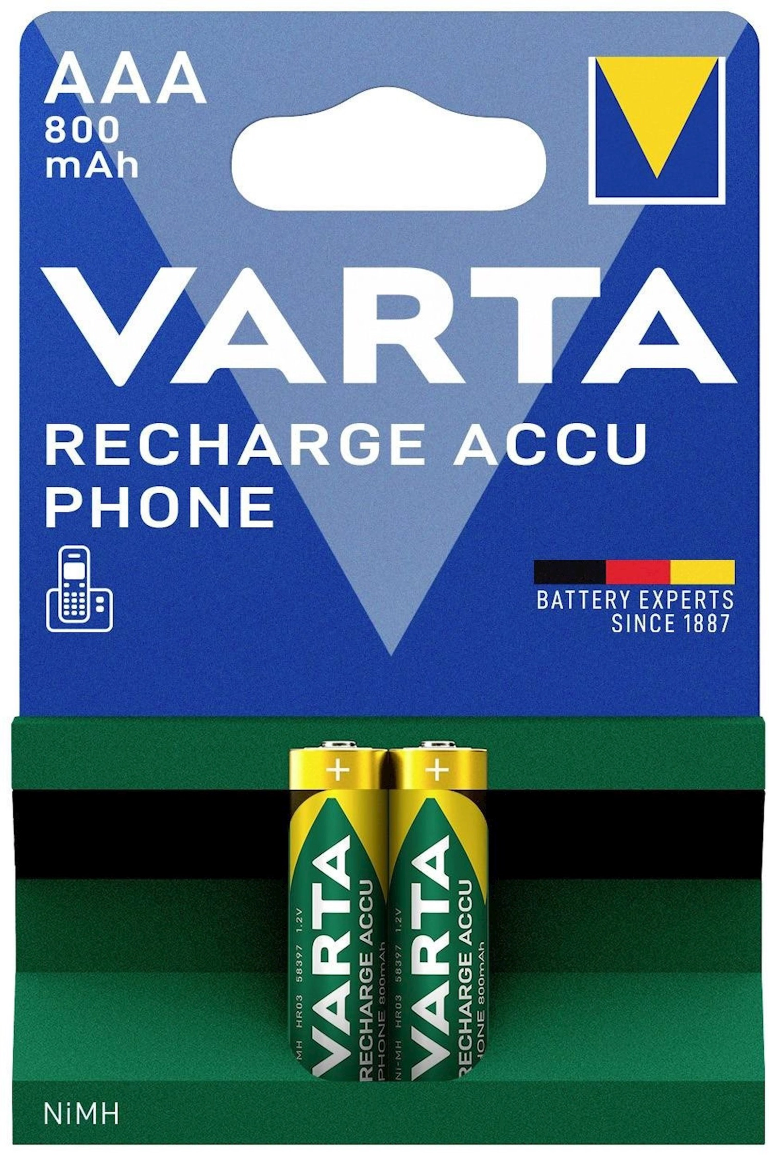 Akkumulyator Varta Varta Phone Power Rechargeable HR03 AAA 1.2V, 2 əd