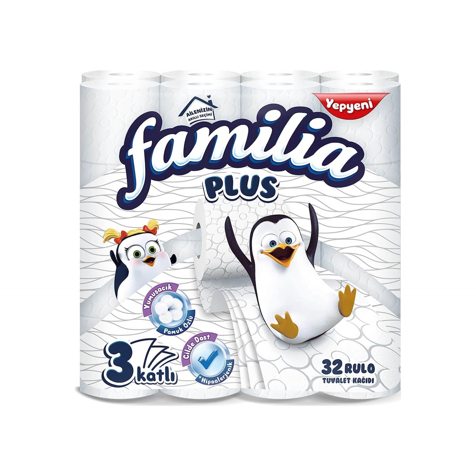 Tualet kağızı Familia Plus, 3 qat, 32 rulon, ağ