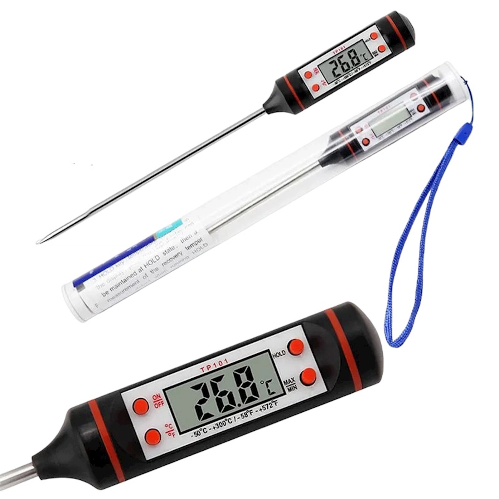 Bişirmə termometri TP-101, ABS plastik/paslanmayan polad, qara