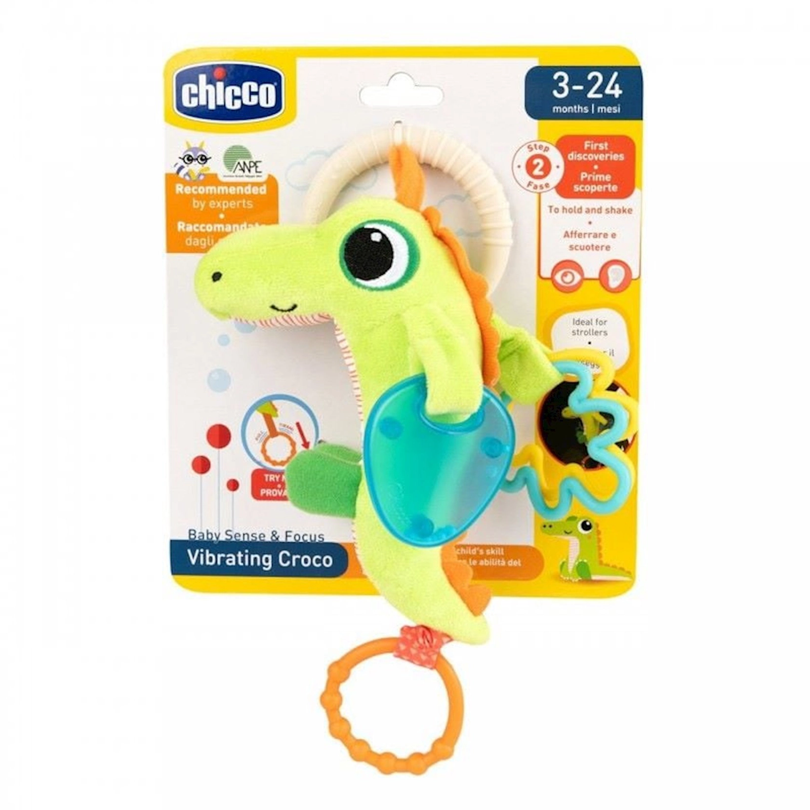 Asma oyuncaq Chicco Vibrating Croco, 3-24 ay, rəngbərəng