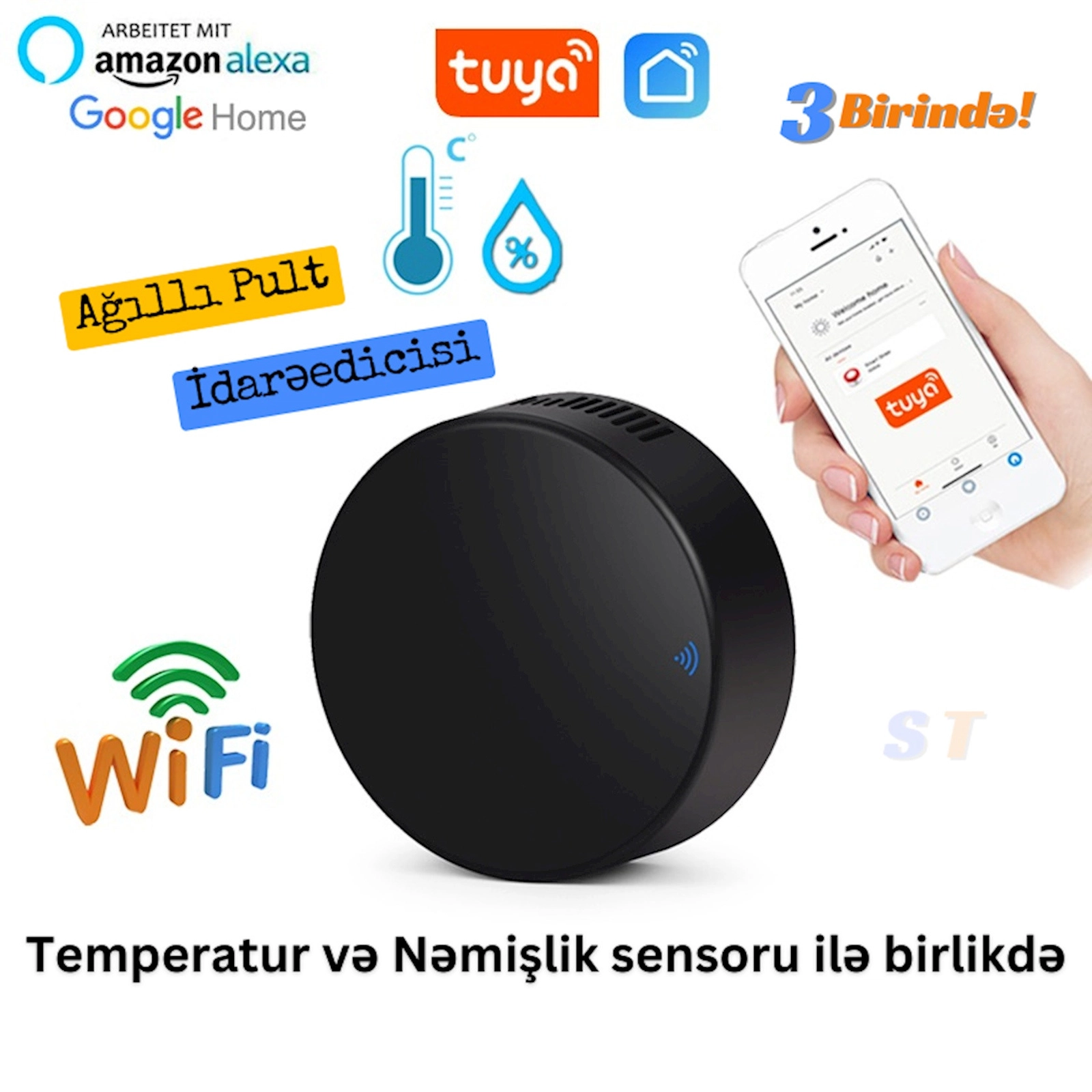 Ağıllı pult idarəedicisi, Temperatur & Rütubət sensorulu, Tuya WiFi