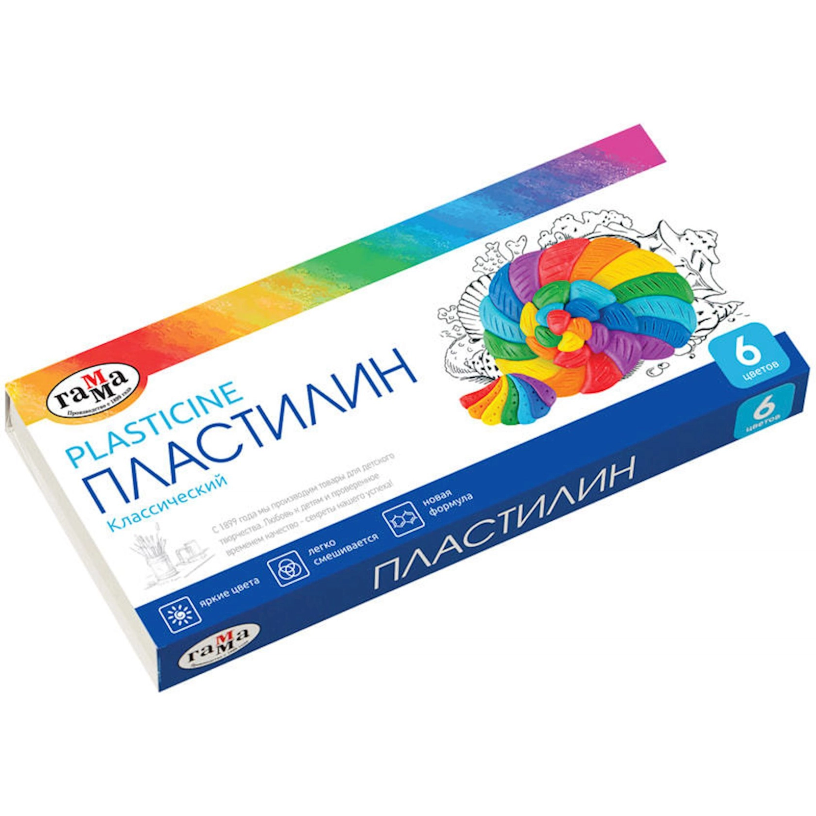 Plastilin dəsti Gamma 6 rəng, 120 g