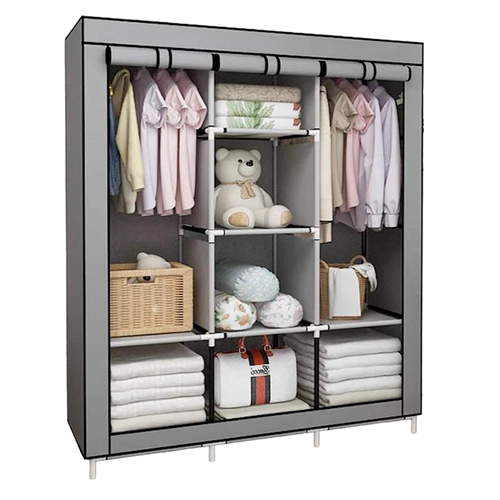 Portativ şkaf PG34, metal/parça, boz, 130x45x175 sm