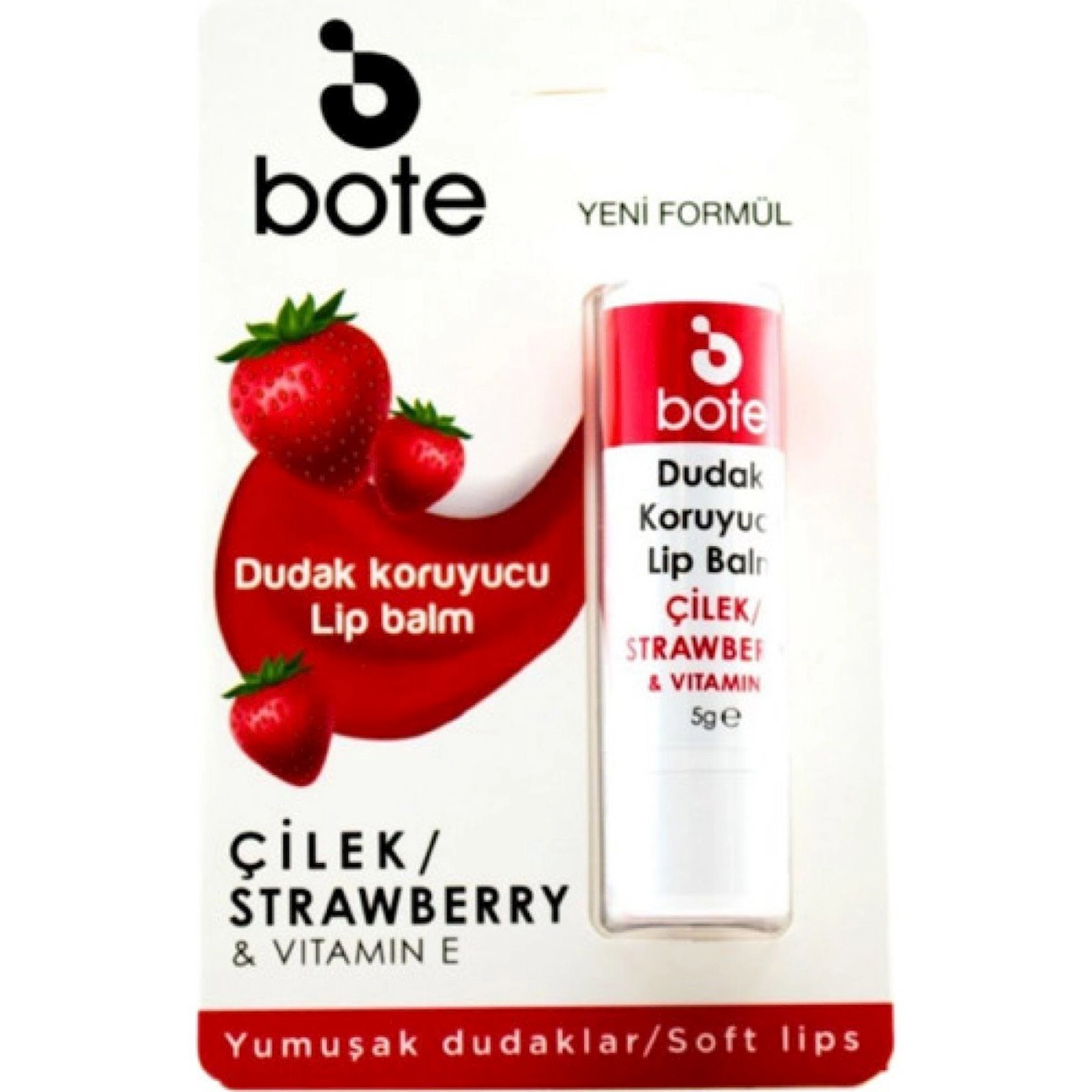 Dodaq balzamı Bote Strawberry & Vitamin E 5 q