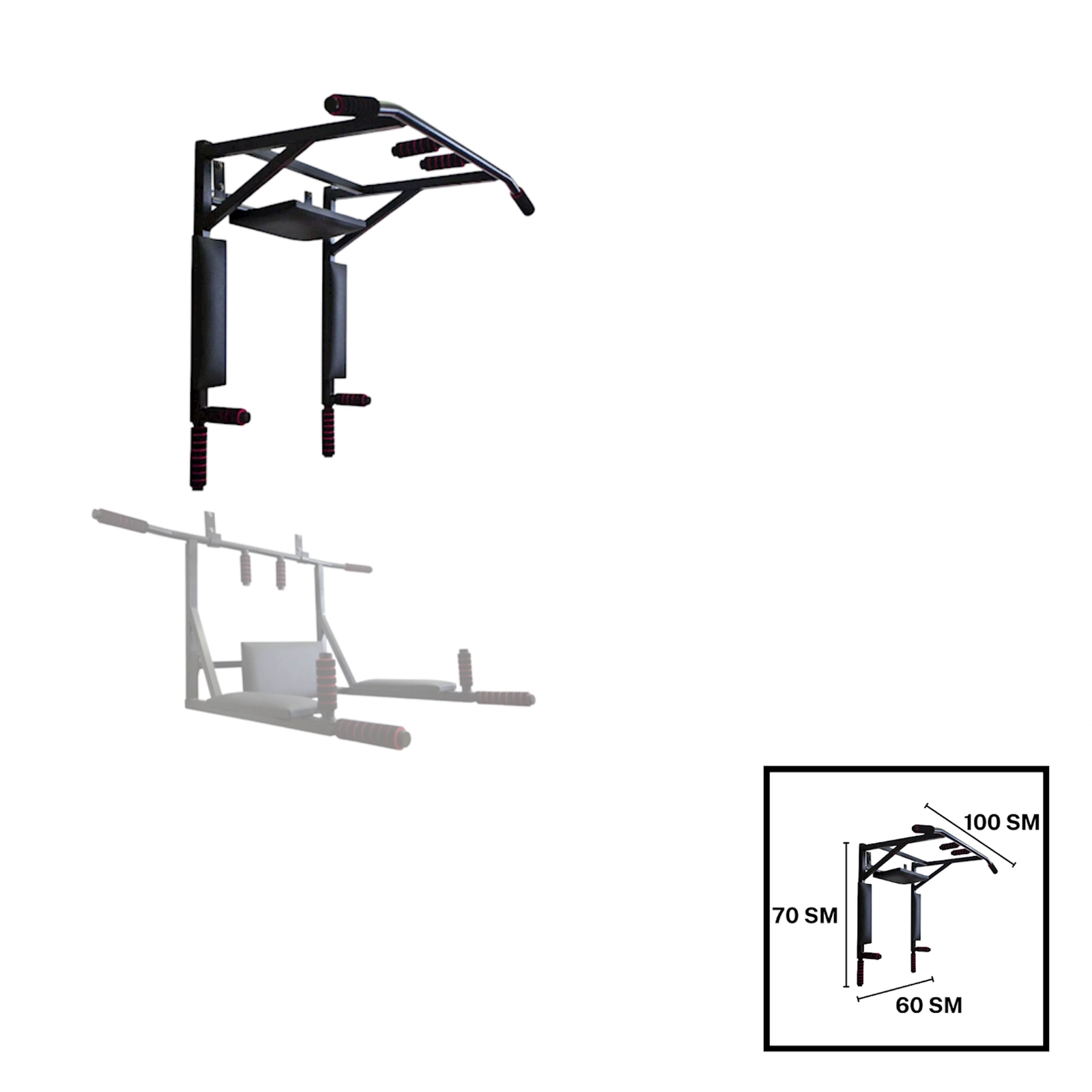 Divarüstü turnik Pull-Up Bar 202022000093, 60x70x100 sm, qara