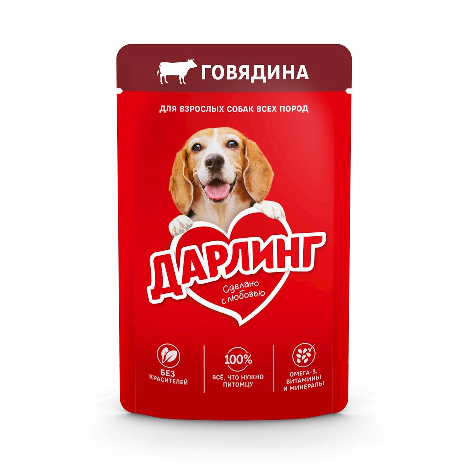 Nəm yem Purina Darling, bütün cins itlər üçün, mal əti ilə, 75 qr