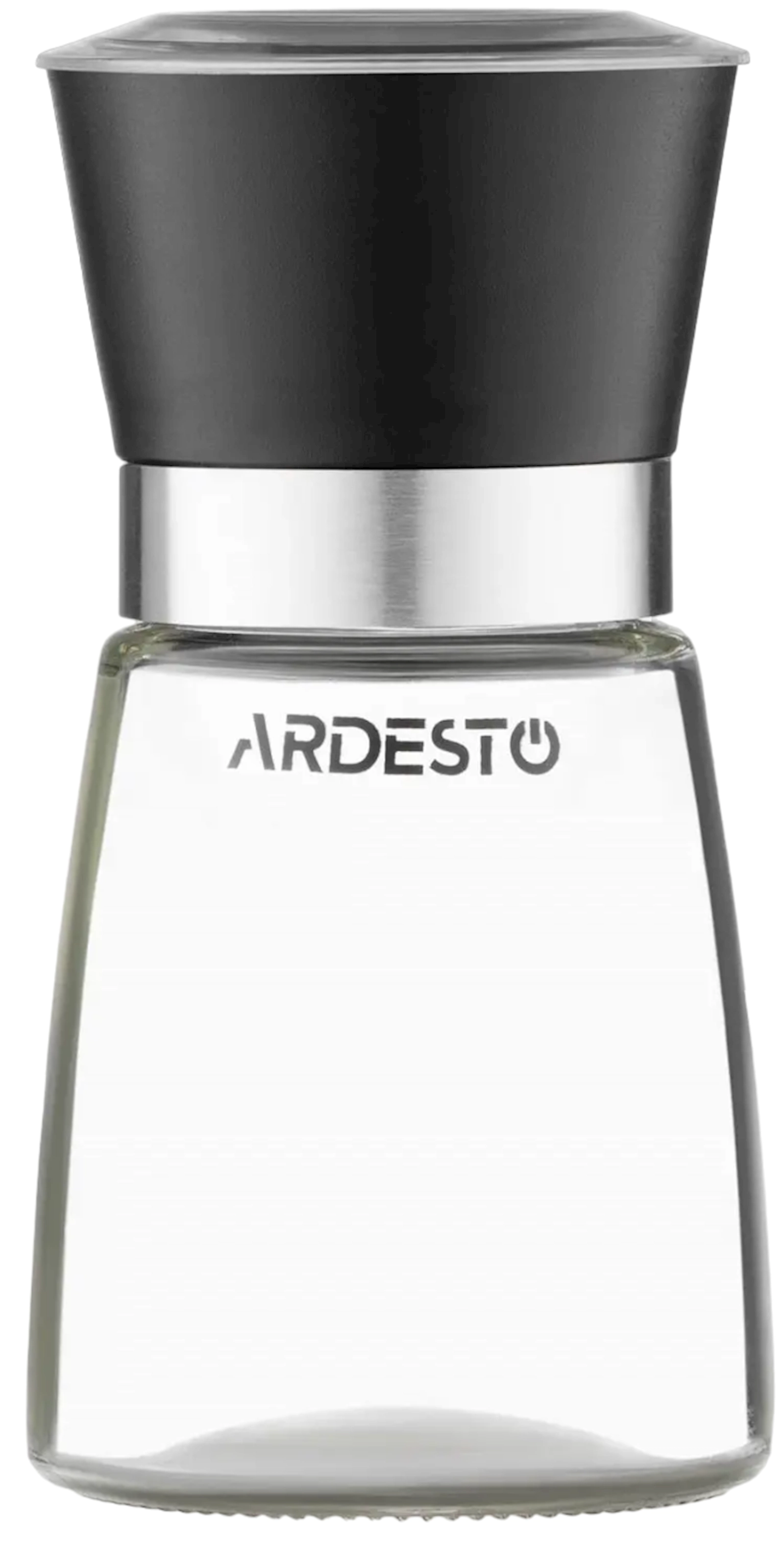 İstiot və duz üçün üçün dəyirman Ardesto Gemini AR2101BL, 180 ml, şüşə/plastik, şəffaf/qara