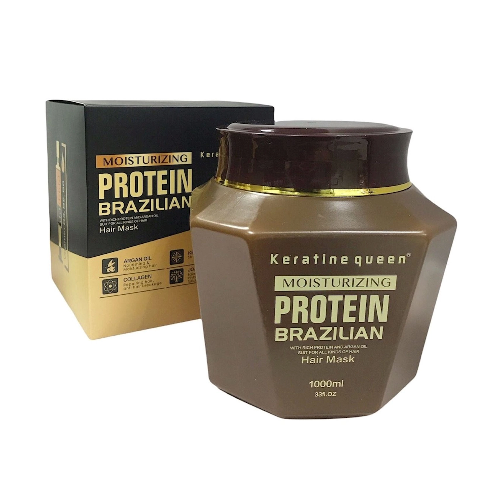 Saç üçün maska Keratine Queen Moisturizing Protein Brazilian 1000 ml