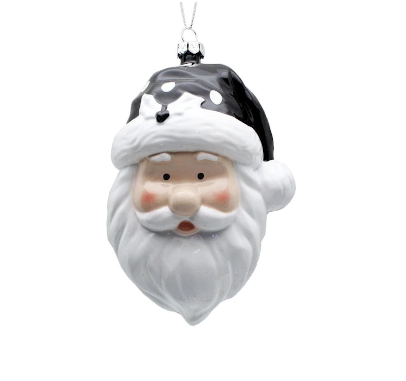 Şam ağacı oyuncağı Elle Gift NDG-0264 Şaxta Baba, poliresin, 9x7x12 sm, ağ/qara