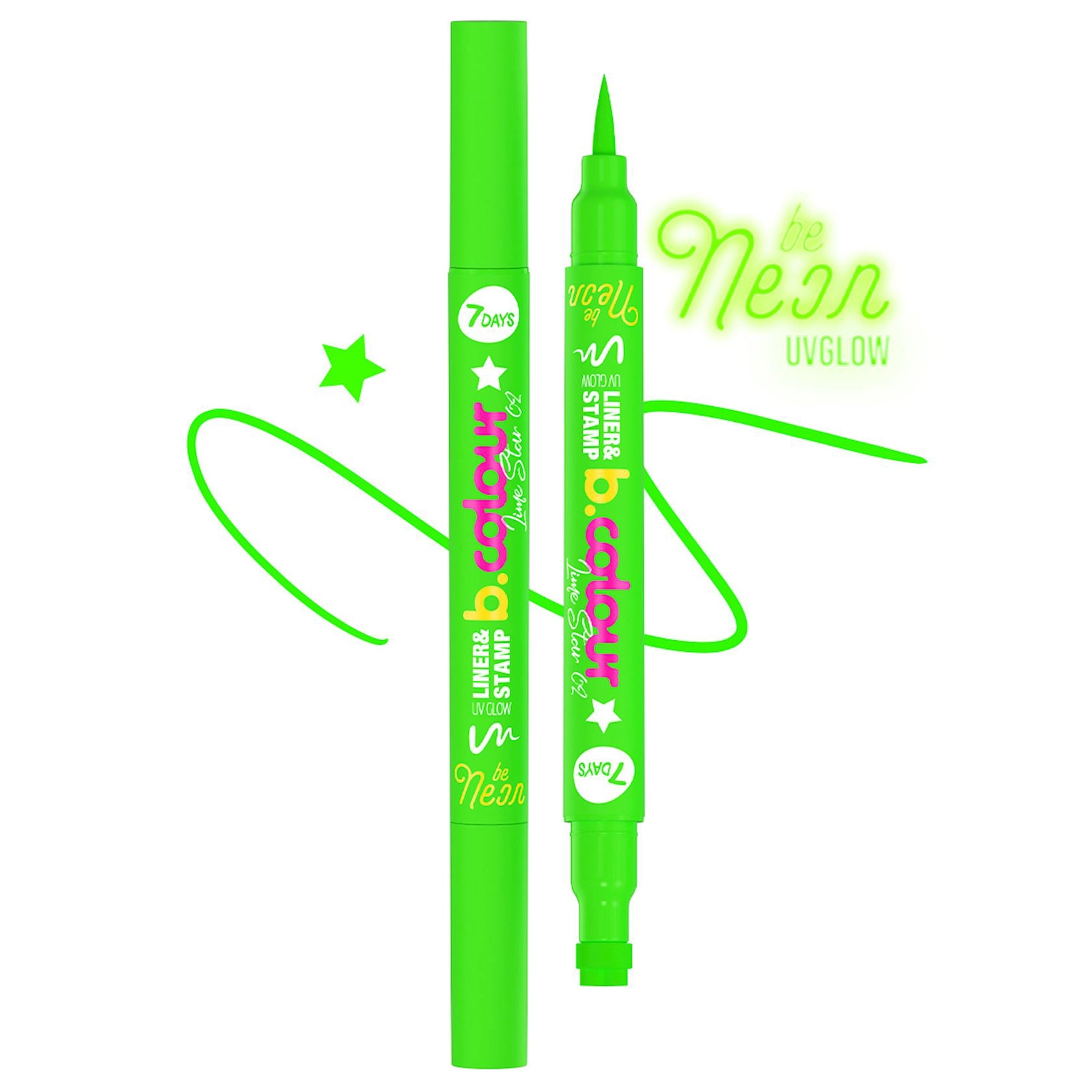 Üz və bədən makiyajı üçün ştamp-layner 7 Days UVglow 02 Lime Star 2 ml