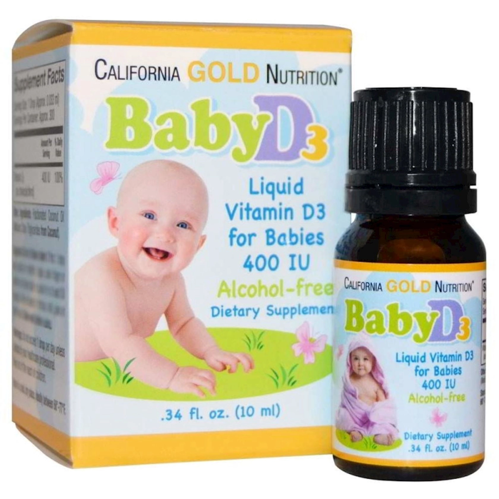 Vitaminlər California Gold Nutrition Baby Vitamin D3 10 mkg, 10 ml
