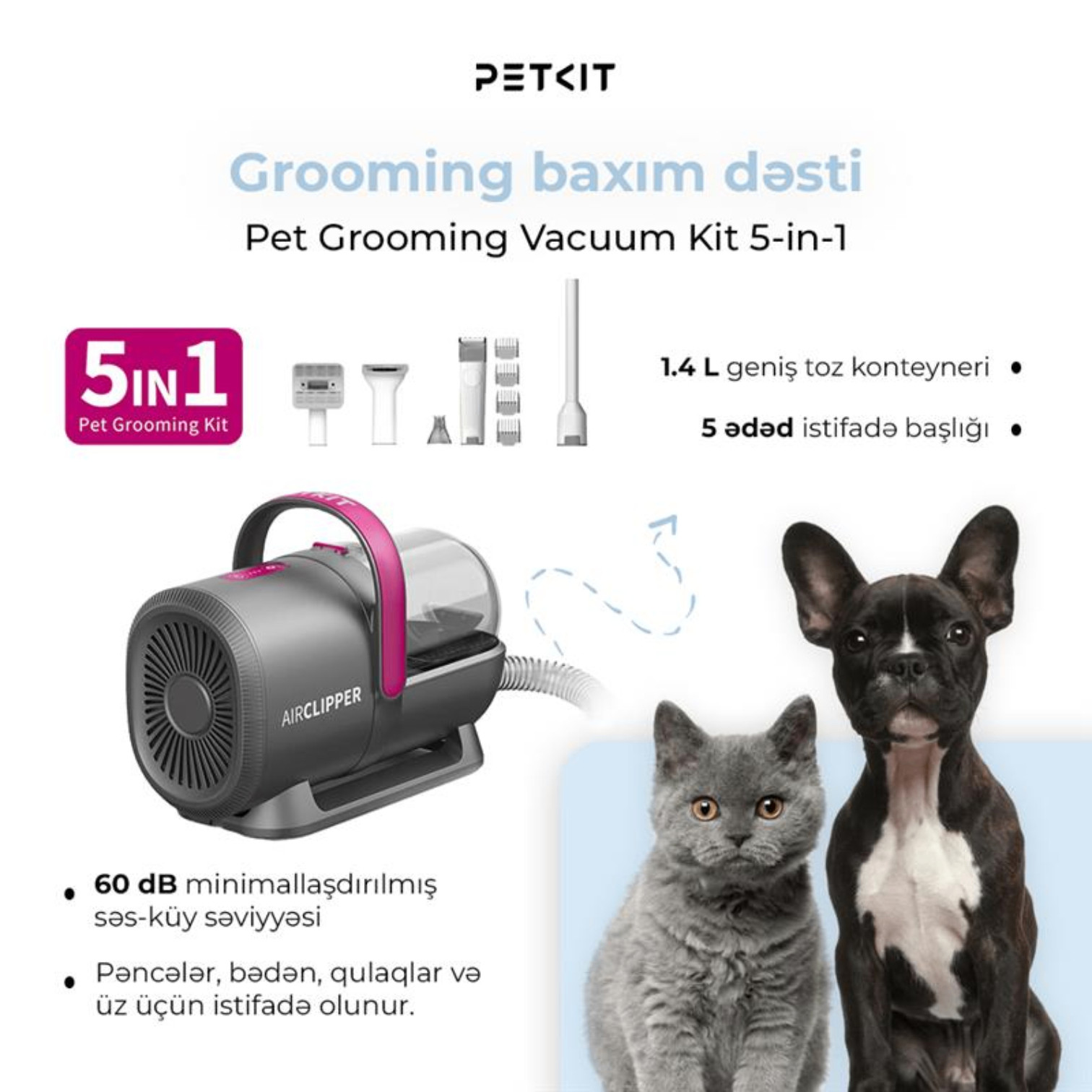 Heyvanlar üçün baxım dəsti Petkit Pet Grooming Kit LM4 Grey