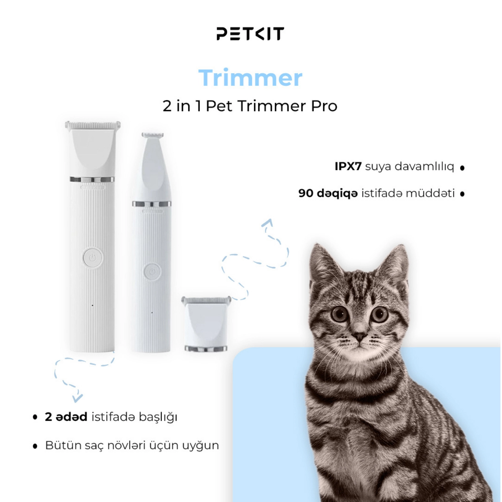 Heyvanlar üçün trimmer Petkit 2 in 1 Pet Trimmer Pro