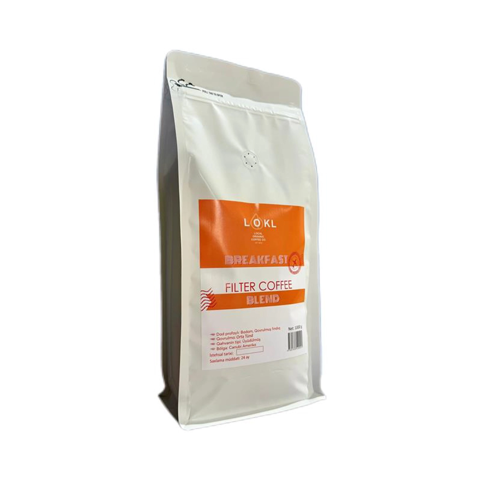 Breakfast Filter Coffee Blend 1000 qr (Üyüdülmüş) 80% Arabika 20% Robusta