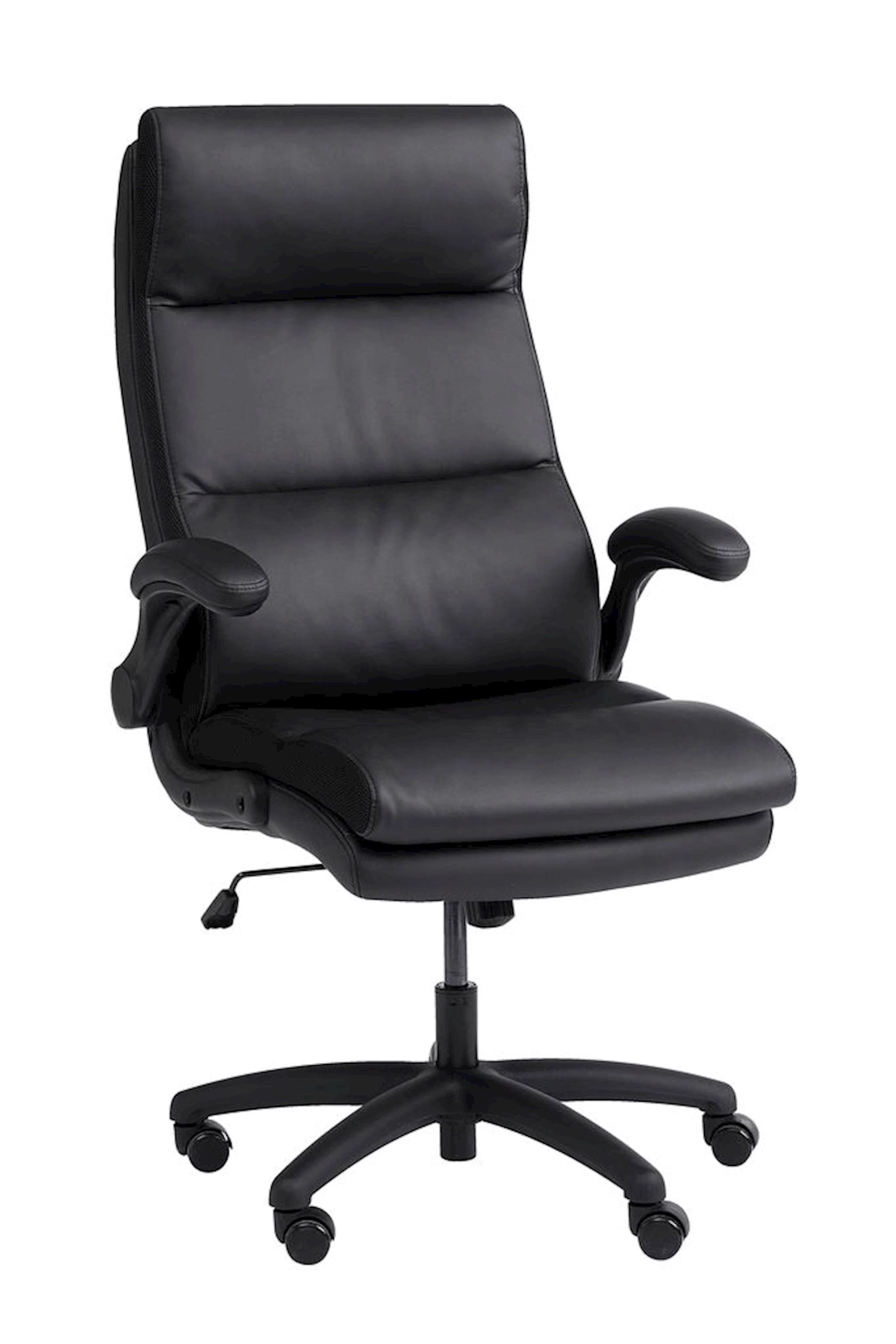 Ofis kreslosu JYSK Kastbjerg 3678802, süni dəri/polad, qara, 67x122/132x70 sm