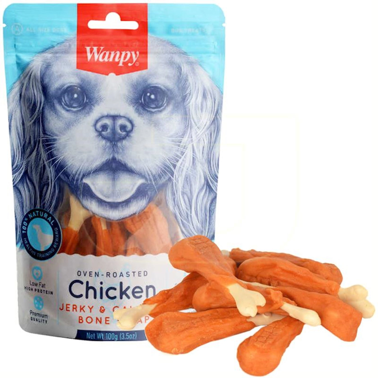 İtlər üçün məzə Wanpy Chicken Jerky Calcium Bone Wrap 100 q