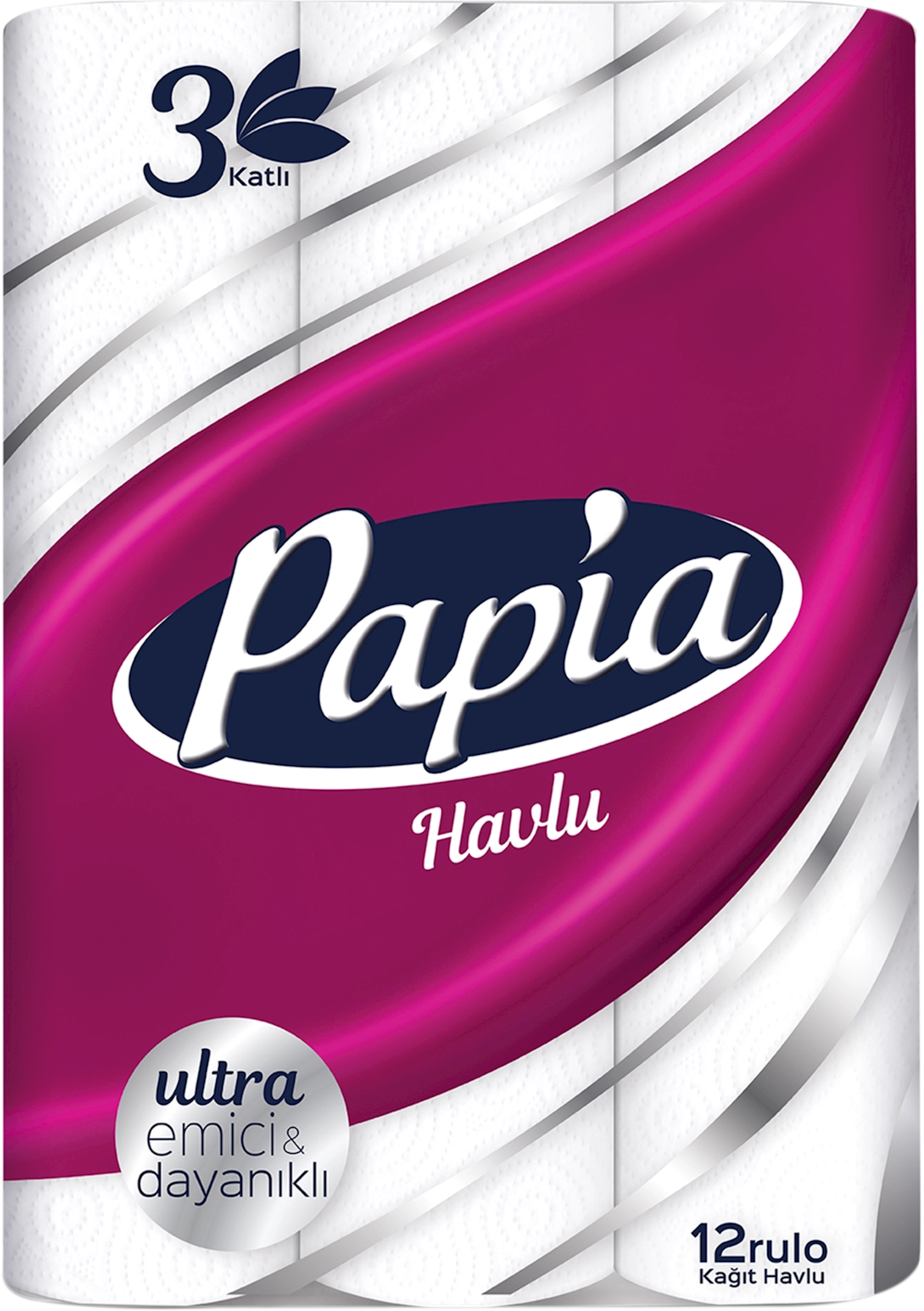 Kağız dəsmallar Papia, 3 qat, 12 rulon