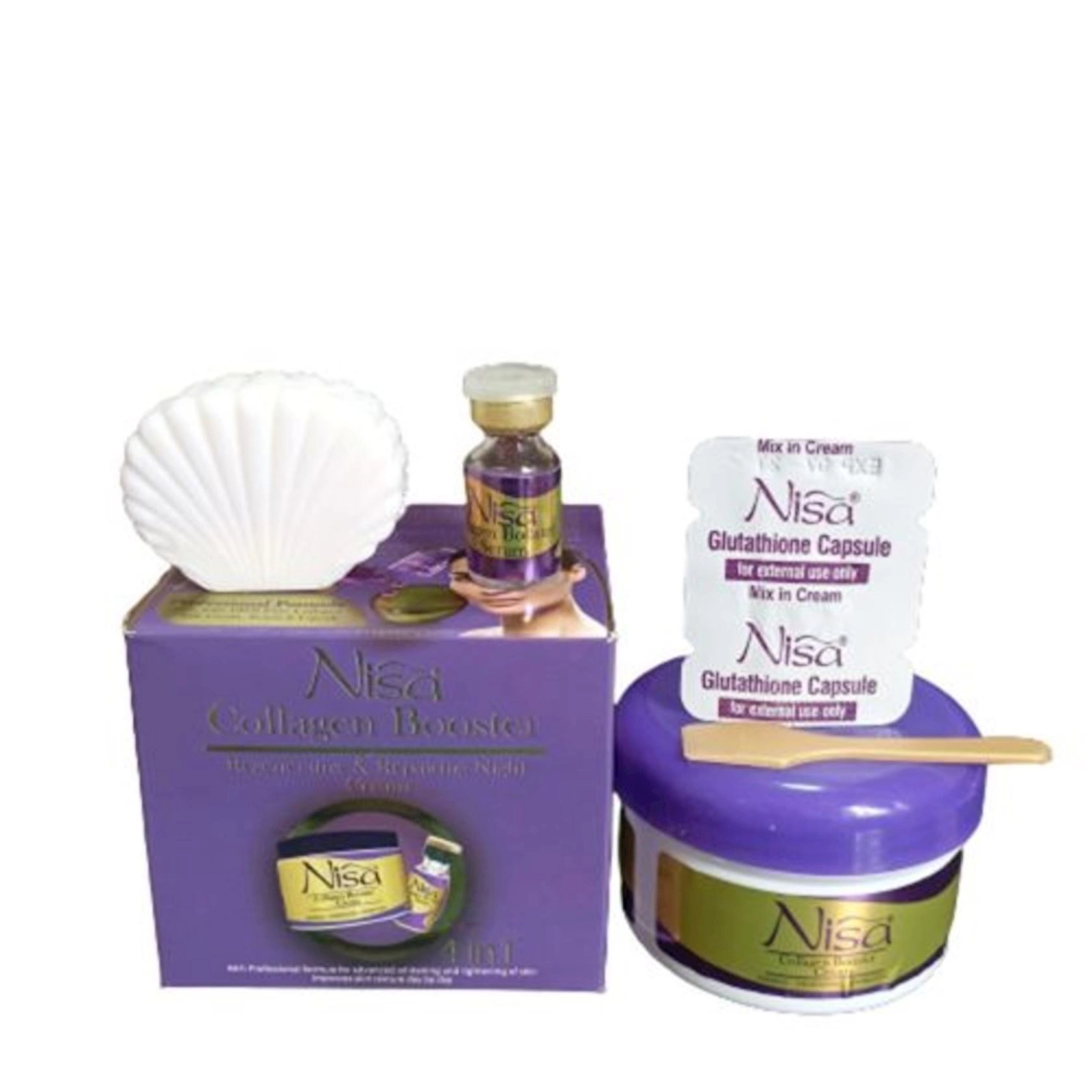 Dəriyə qulluq dəsti Nisa Collagen Booster 4in1 (krem + sabun + üz üçün zərdab + üz üçün kapsula)