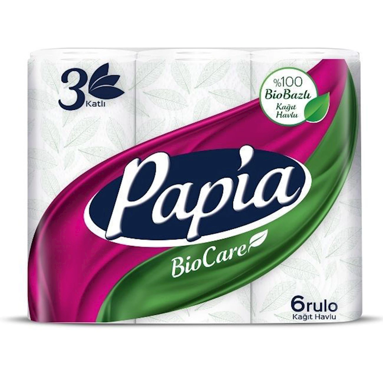Mətbəx üçün kağız dəsmal Papia Bio Care, ağ, 3 qat, 6 rulon